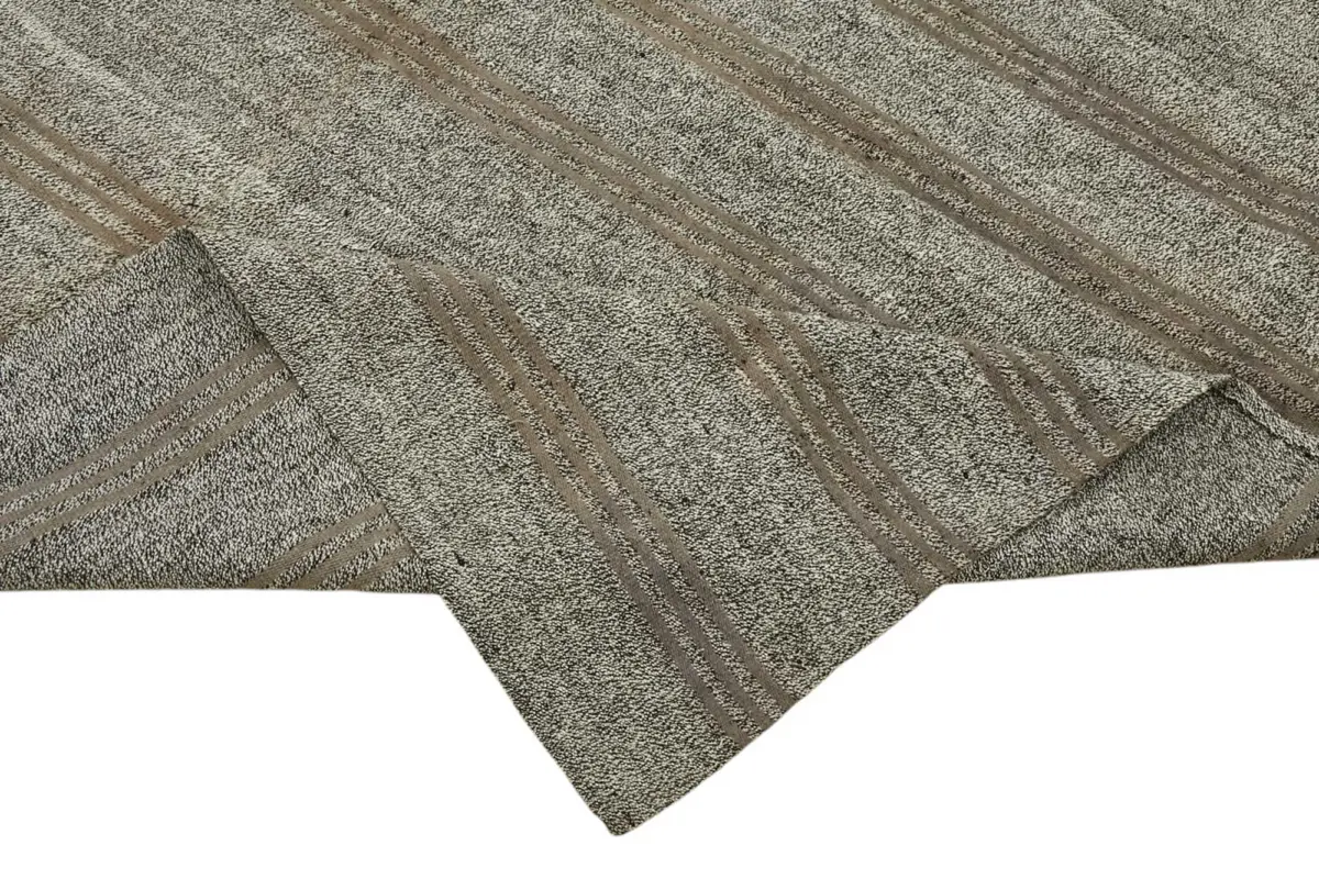 Kıl Çizgili Gri Keçi Kılı İpliğinden El Dokuma Kilim-230x245 - Görsel 6