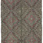 Kıl Çizgili Gri Keçi Kılı İpliğinden El Dokuma Kilim-206x300