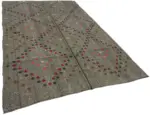 Kıl Çizgili Gri Keçi Kılı İpliğinden El Dokuma Kilim-206x300 - Görsel 2