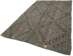 Kıl Çizgili Gri Keçi Kılı İpliğinden El Dokuma Kilim-206x300 - Görsel 3