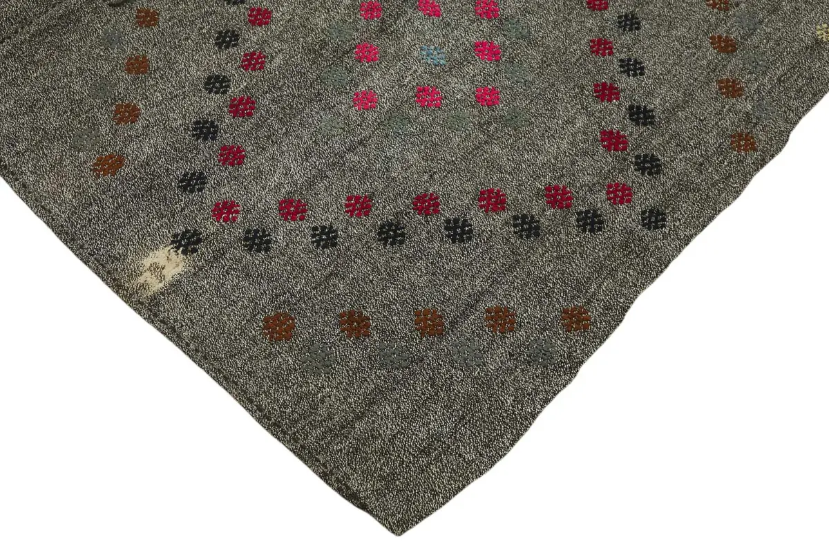 Kıl Çizgili Gri Keçi Kılı İpliğinden El Dokuma Kilim-206x300 - Görsel 4