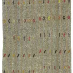 Kıl Çizgili Gri Keçi Kılı İpliğinden El Dokuma Kilim-177x244