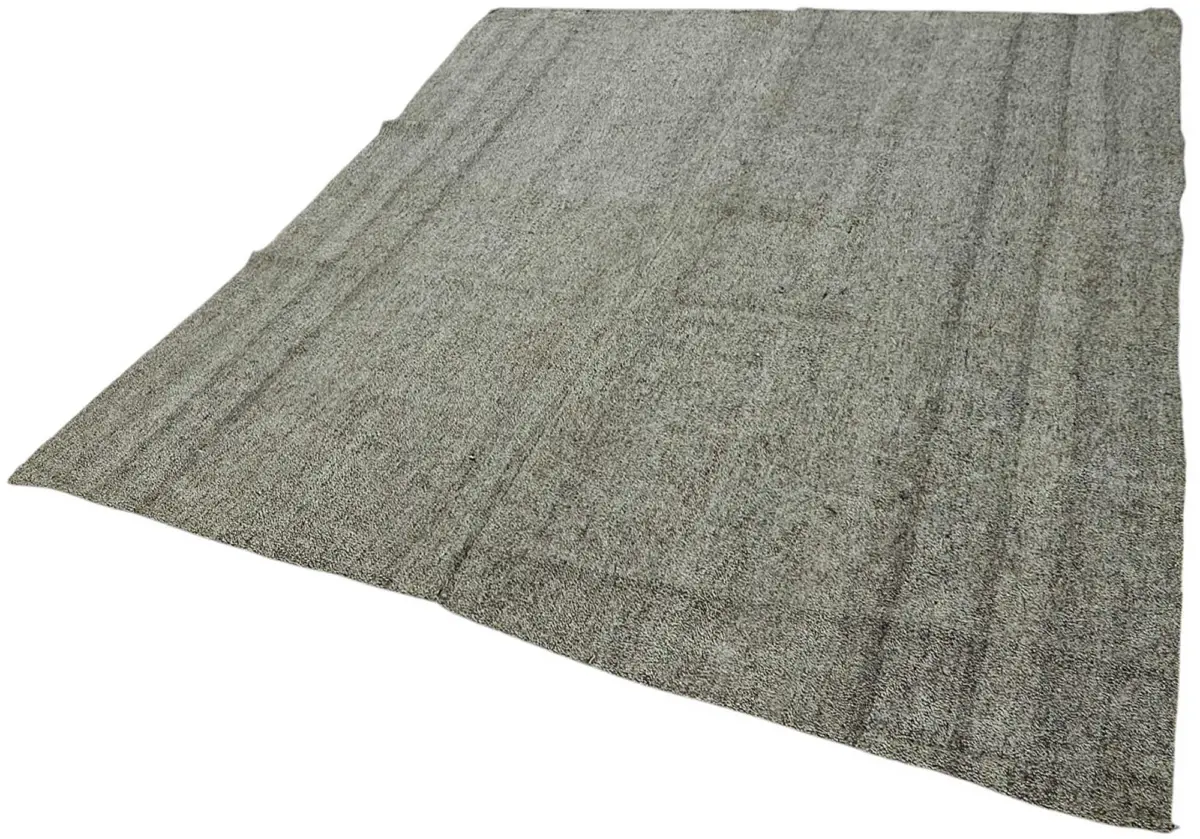 Kıl Çizgili Gri Keçi Kılı İpliğinden El Dokuma Kilim-198x240 - Görsel 3