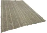 Kıl Çizgili Kahverengi Keçi Kılı İpliğinden El Dokuma Kilim-190x300 - Görsel 2
