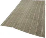 Kıl Çizgili Kahverengi Keçi Kılı İpliğinden El Dokuma Kilim-190x300 - Görsel 3