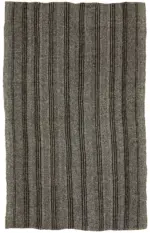 Kıl Çizgili Gri Keçi Kılı İpliğinden El Dokuma Kilim-181x290