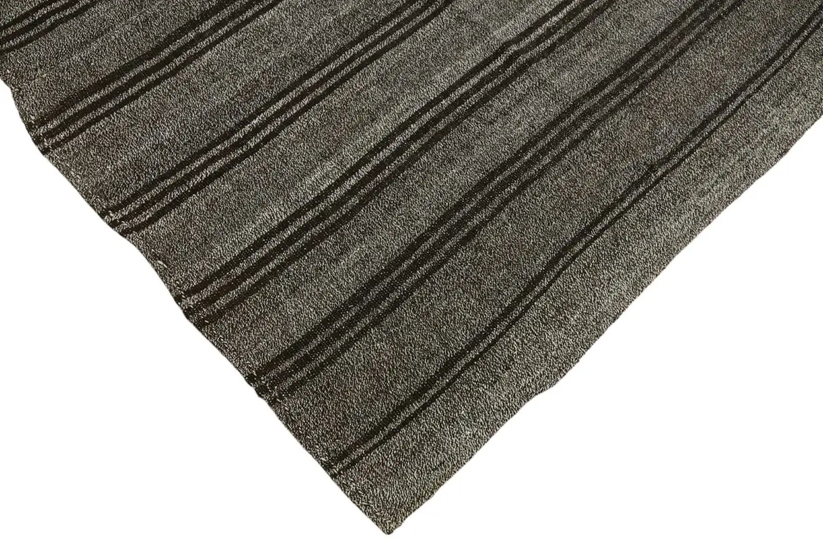 Kıl Çizgili Gri Keçi Kılı İpliğinden El Dokuma Kilim-181x290 - Görsel 4