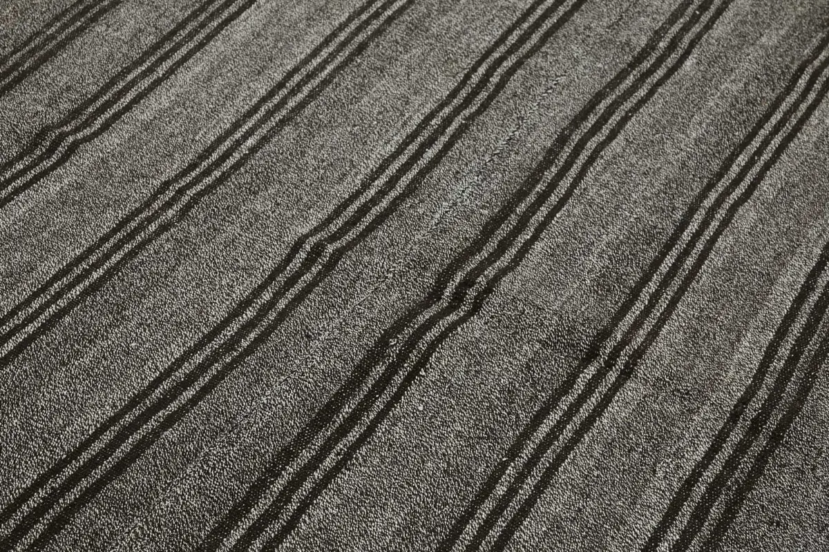 Kıl Çizgili Gri Keçi Kılı İpliğinden El Dokuma Kilim-181x290 - Görsel 5