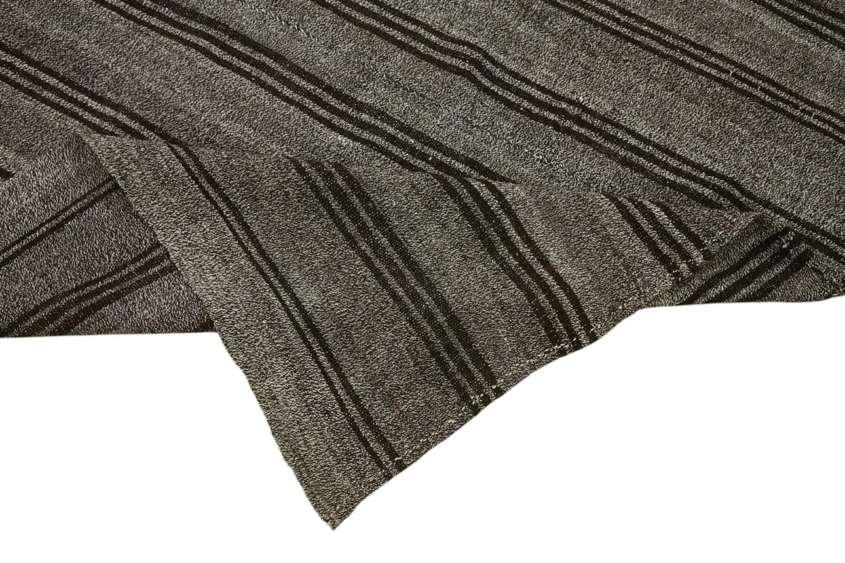 Kıl Çizgili Gri Keçi Kılı İpliğinden El Dokuma Kilim-181x290 - Görsel 6