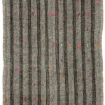 Kıl Çizgili Gri Keçi Kılı İpliğinden El Dokuma Kilim-186x290