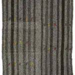 Kıl Çizgili Gri Keçi Kılı İpliğinden El Dokuma Kilim-203x260