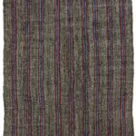 Kıl Çizgili Gri Keçi Kılı İpliğinden El Dokuma Kilim-202x244