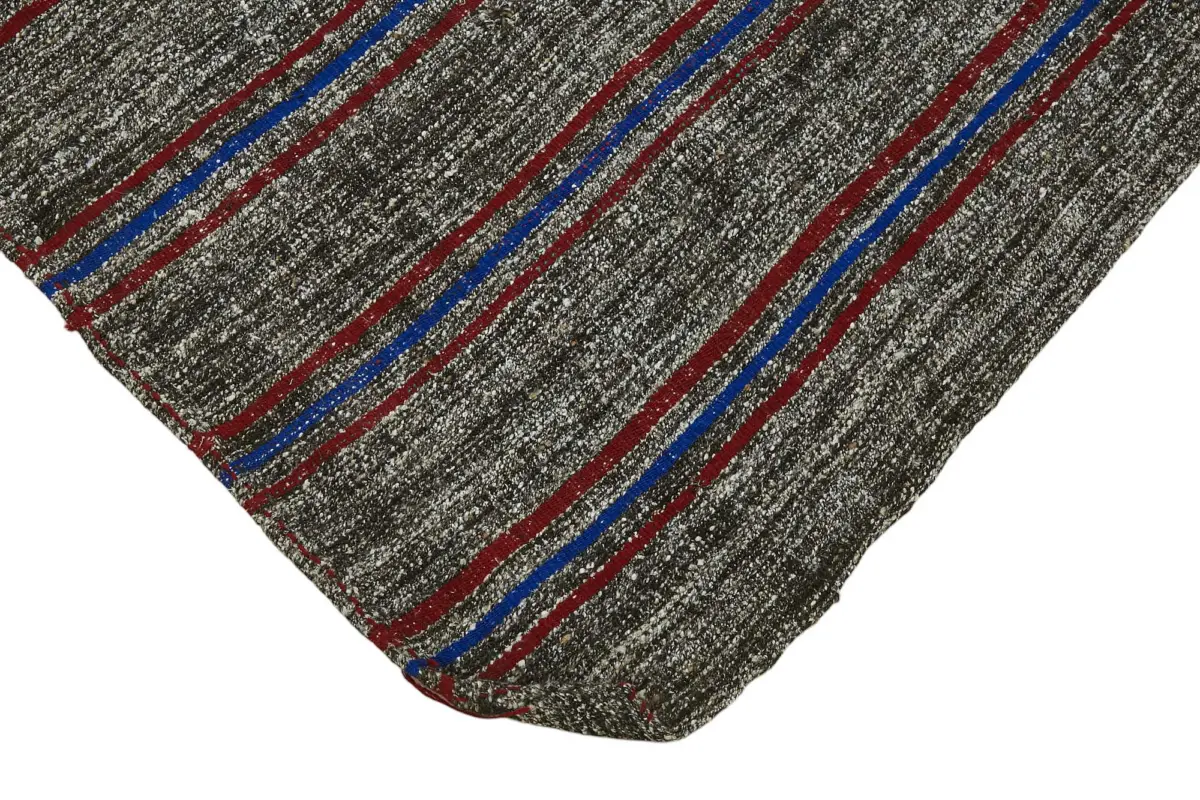 Kıl Çizgili Gri Keçi Kılı İpliğinden El Dokuma Kilim-202x244 - Görsel 4
