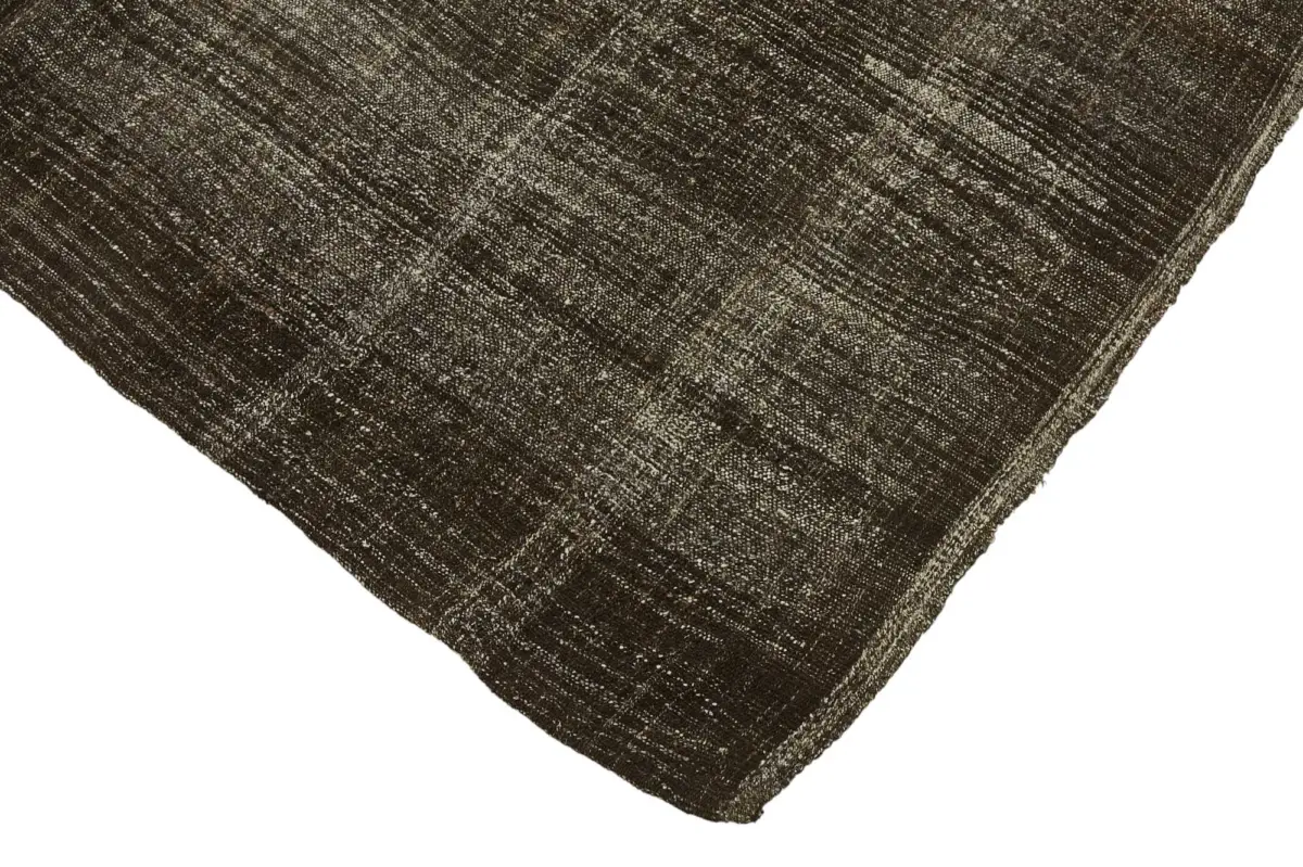 Kıl Çizgili Kahverengi Keçi Kılı İpliğinden El Dokuma Kilim-208x297 - Görsel 4