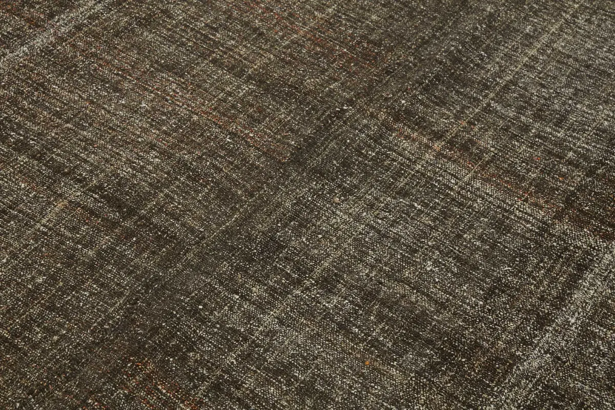 Kıl Çizgili Kahverengi Keçi Kılı İpliğinden El Dokuma Kilim-208x297 - Görsel 5