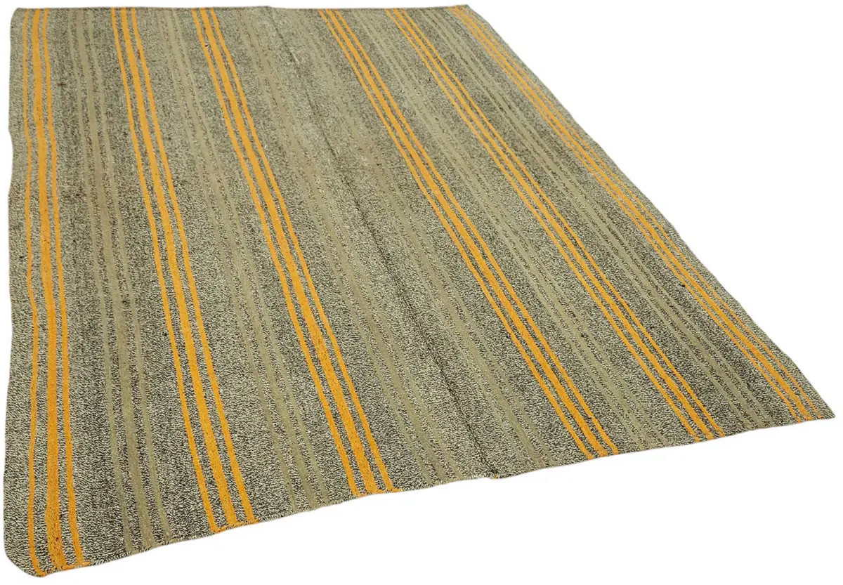 Kıl Çizgili Gri Keçi Kılı İpliğinden El Dokuma Kilim-180x226 - Görsel 2
