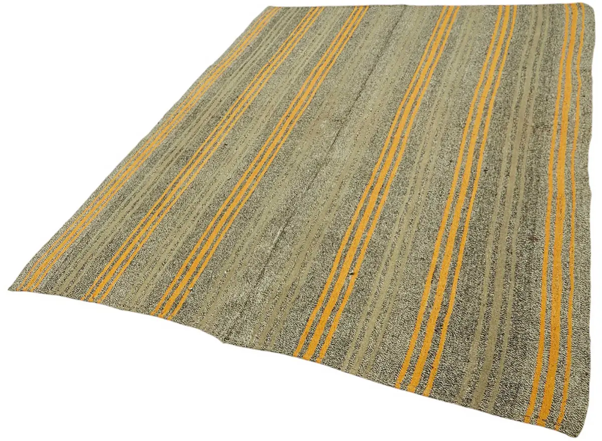 Kıl Çizgili Gri Keçi Kılı İpliğinden El Dokuma Kilim-180x226 - Görsel 3
