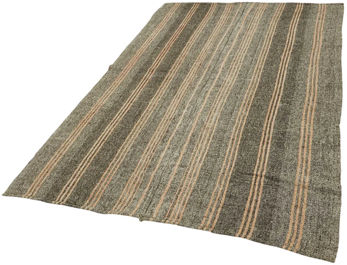 Kıl Çizgili Gri Keçi Kılı İpliğinden El Dokuma Kilim-161x245 - Görsel 3