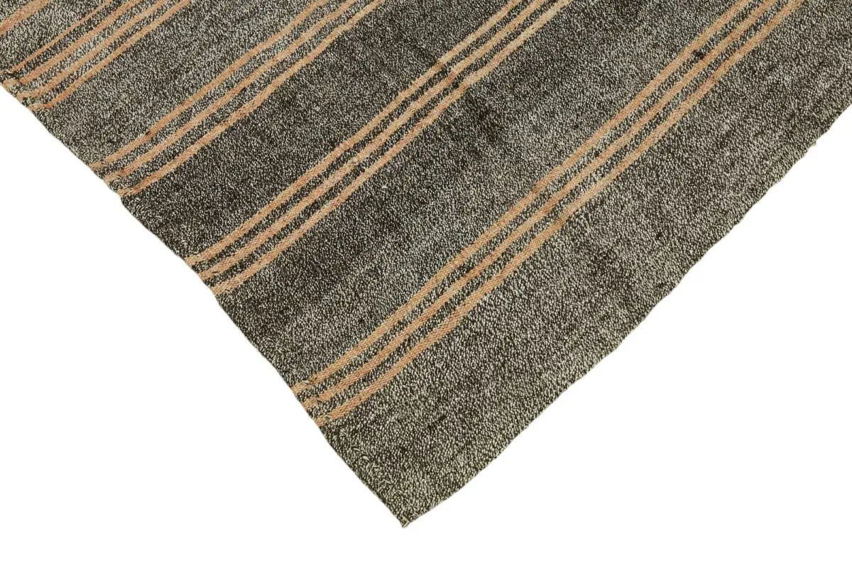 Kıl Çizgili Gri Keçi Kılı İpliğinden El Dokuma Kilim-161x245 - Görsel 4