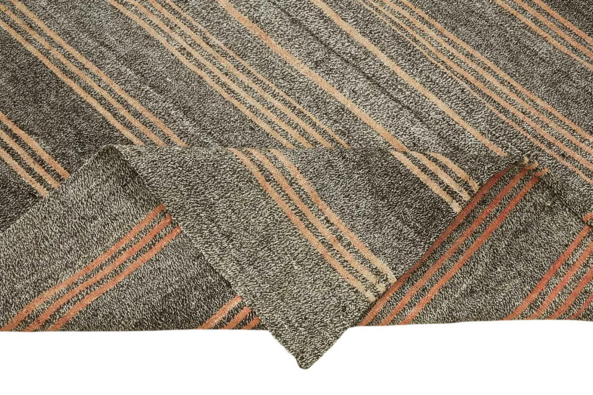 Kıl Çizgili Gri Keçi Kılı İpliğinden El Dokuma Kilim-161x245 - Görsel 6