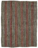 Kıl Çizgili Gri Keçi Kılı İpliğinden El Dokuma Kilim-165x208