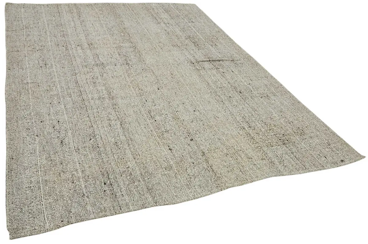 Kıl Çizgili Bej Keçi Kılı İpliğinden El Dokuma Kilim-200x272 - Görsel 2