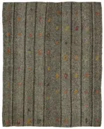 Kıl Çizgili Gri Keçi Kılı İpliğinden El Dokuma Kilim-178x226