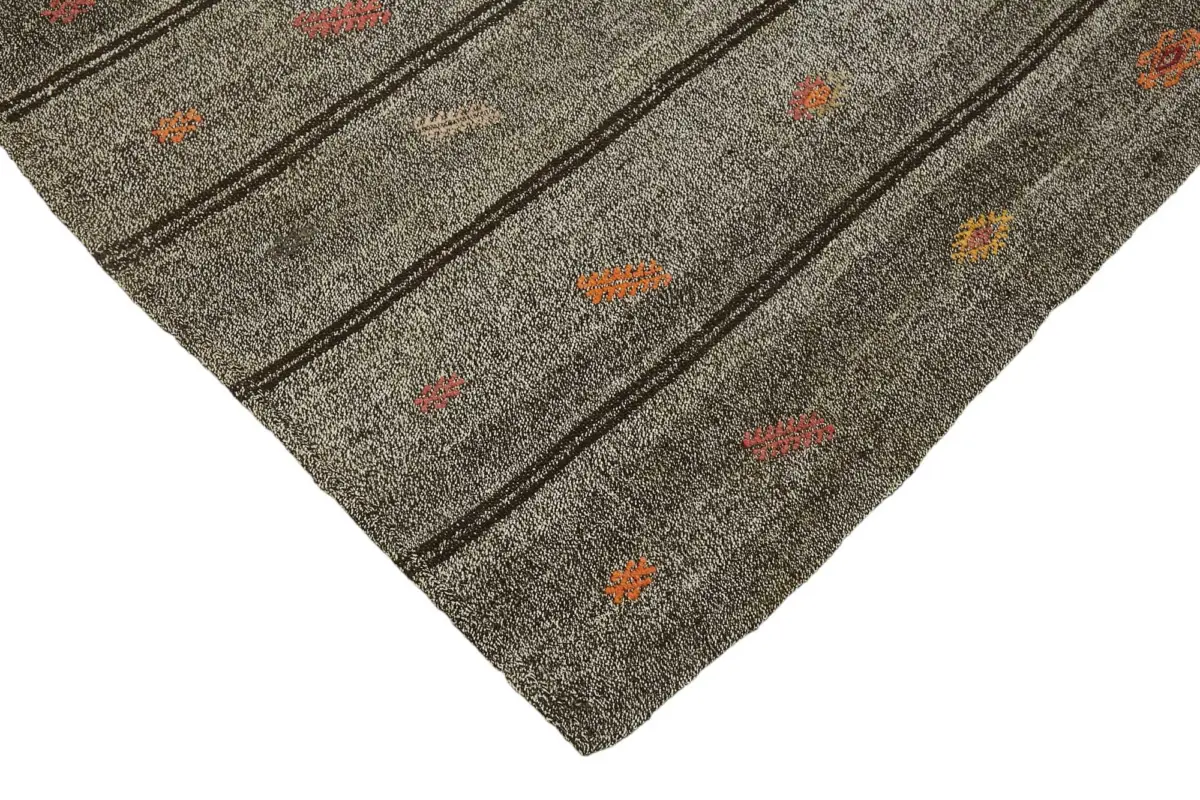 Kıl Çizgili Gri Keçi Kılı İpliğinden El Dokuma Kilim-178x226 - Görsel 4