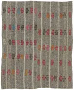 Kıl Çizgili Gri Keçi Kılı İpliğinden El Dokuma Kilim-176x217