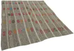 Kıl Çizgili Gri Keçi Kılı İpliğinden El Dokuma Kilim-176x217 - Görsel 2