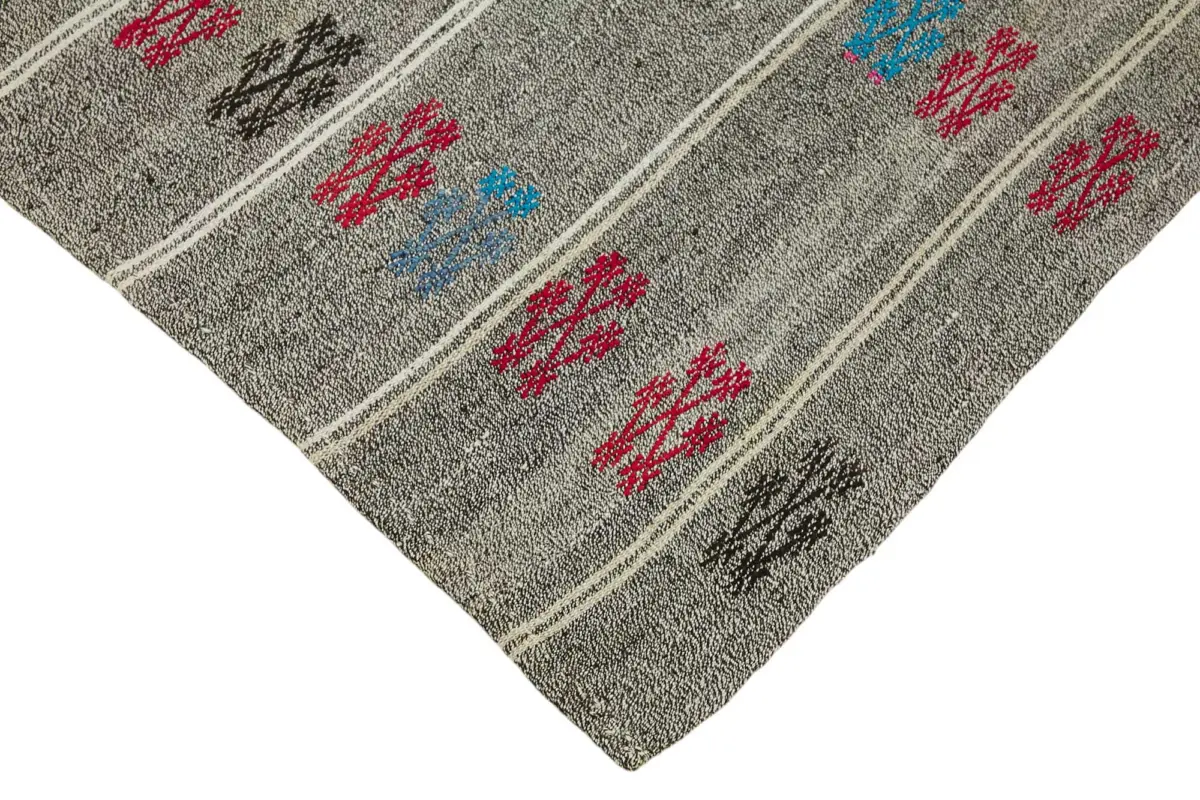 Kıl Çizgili Gri Keçi Kılı İpliğinden El Dokuma Kilim-176x217 - Görsel 4