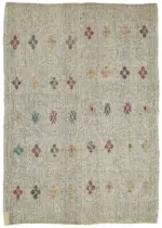 Kıl Çizgili Bej Keçi Kılı İpliğinden El Dokuma Kilim-201x284