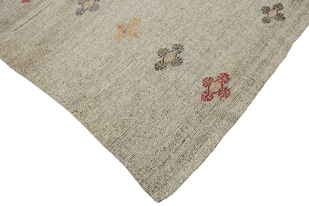 Kıl Çizgili Bej Keçi Kılı İpliğinden El Dokuma Kilim-201x284 - Görsel 4