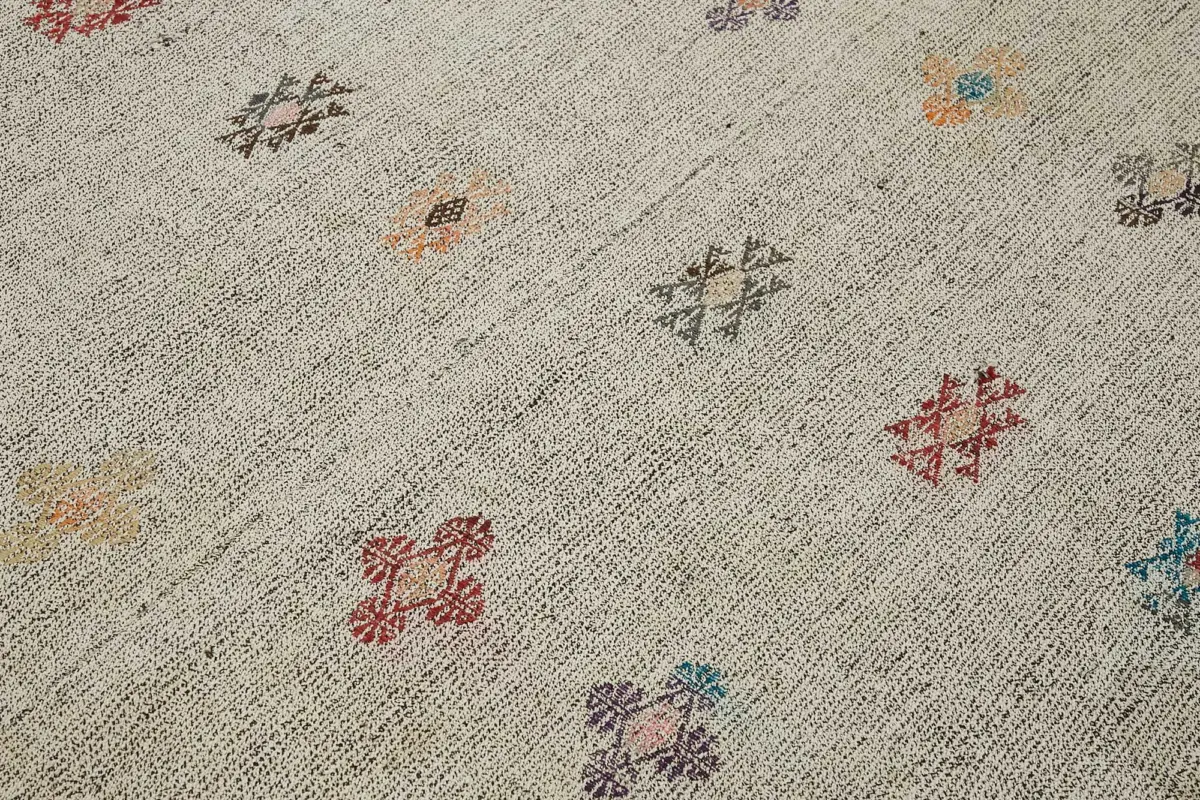 Kıl Çizgili Bej Keçi Kılı İpliğinden El Dokuma Kilim-201x284 - Görsel 5