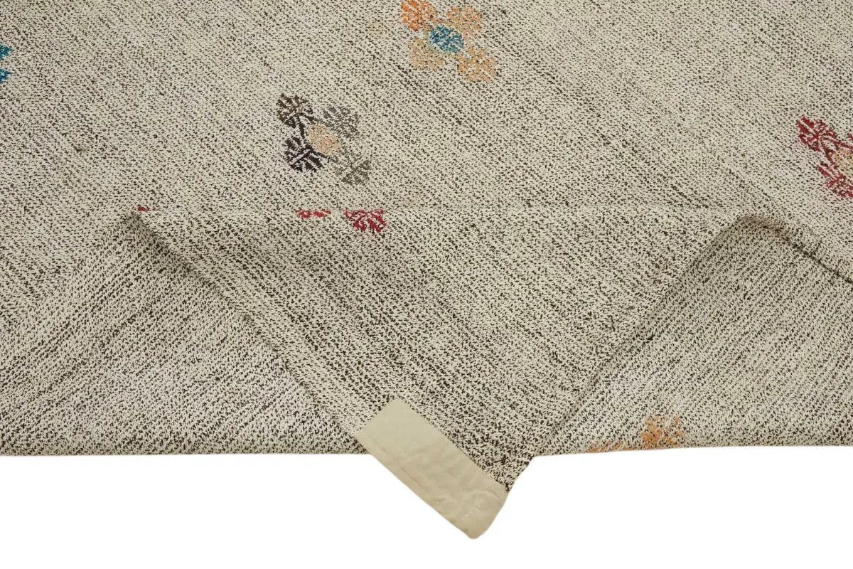 Kıl Çizgili Bej Keçi Kılı İpliğinden El Dokuma Kilim-201x284 - Görsel 6