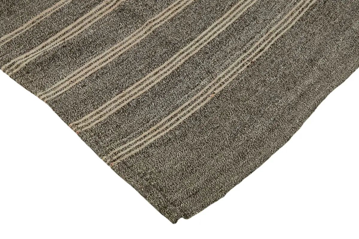 Kıl Çizgili Gri Keçi Kılı İpliğinden El Dokuma Kilim-202x265 - Görsel 4