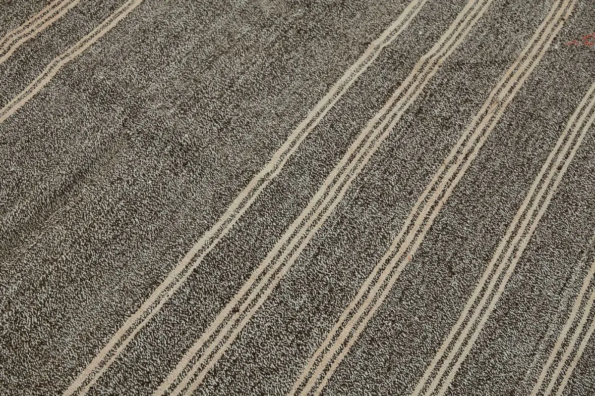 Kıl Çizgili Gri Keçi Kılı İpliğinden El Dokuma Kilim-202x265 - Görsel 5