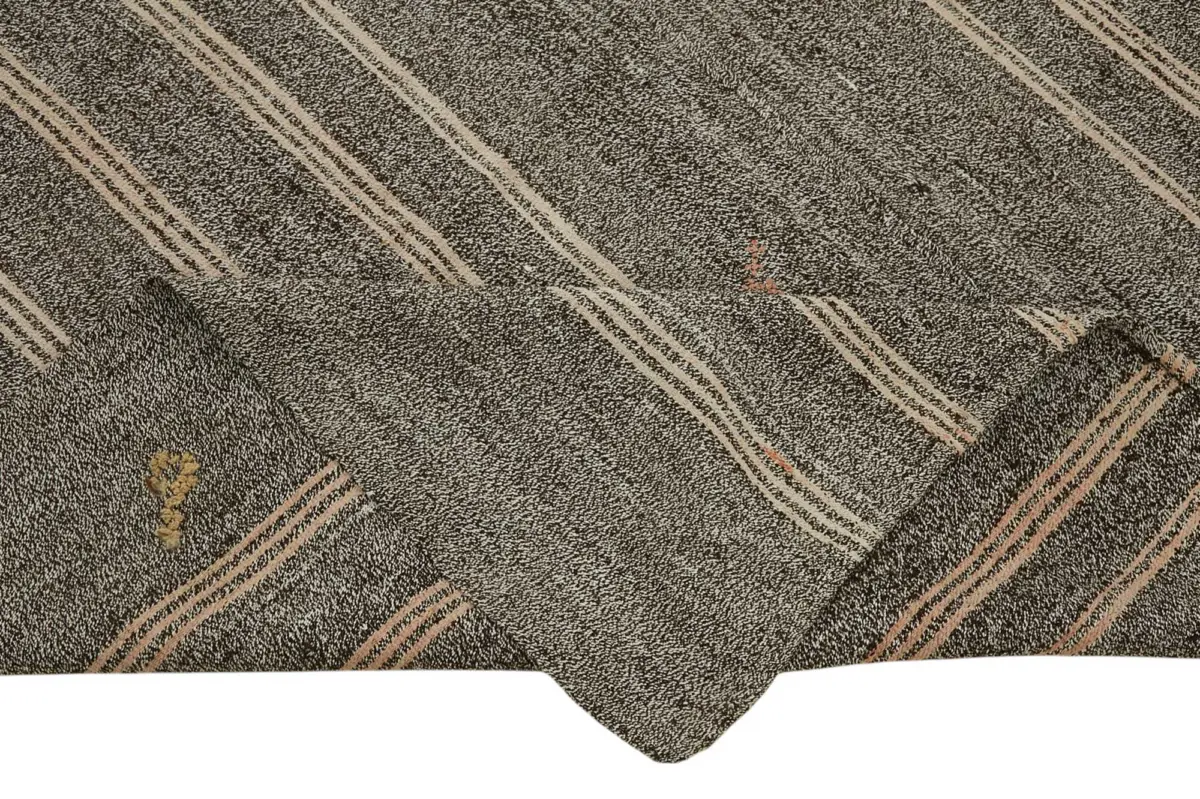 Kıl Çizgili Gri Keçi Kılı İpliğinden El Dokuma Kilim-202x265 - Görsel 6