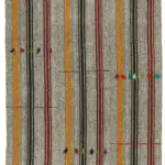 Kıl Çizgili Gri Keçi Kılı İpliğinden El Dokuma Kilim-133x187