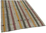 Kıl Çizgili Gri Keçi Kılı İpliğinden El Dokuma Kilim-133x187 - Görsel 2