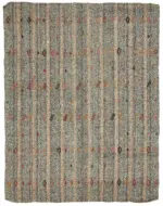 Kıl Çizgili Gri Keçi Kılı İpliğinden El Dokuma Kilim-202x255