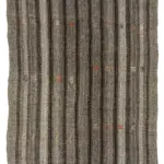 Kıl Çizgili Gri Keçi Kılı İpliğinden El Dokuma Kilim-188x265