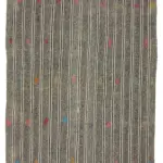 Kıl Çizgili Gri Keçi Kılı İpliğinden El Dokuma Kilim-163x240