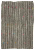 Kıl Çizgili Gri Keçi Kılı İpliğinden El Dokuma Kilim-163x240