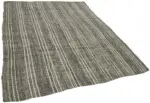 Kıl Çizgili Gri Keçi Kılı İpliğinden El Dokuma Kilim-183x250 - Görsel 2