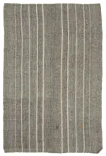 Kıl Çizgili Gri Keçi Kılı İpliğinden El Dokuma Kilim-185x287