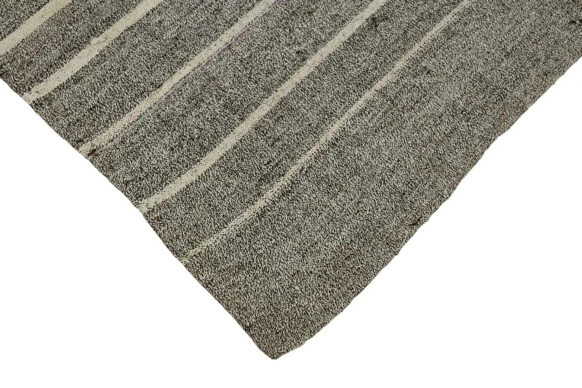 Kıl Çizgili Gri Keçi Kılı İpliğinden El Dokuma Kilim-185x287 - Görsel 4