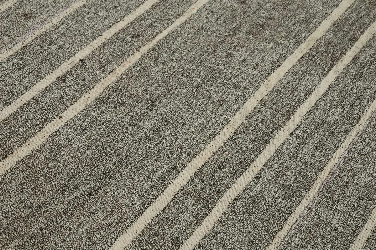 Kıl Çizgili Gri Keçi Kılı İpliğinden El Dokuma Kilim-185x287 - Görsel 5