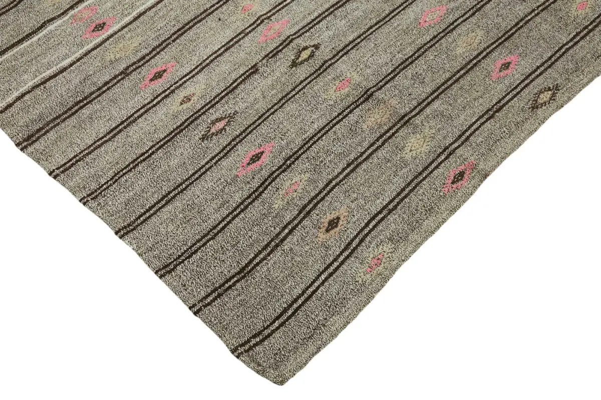 Kıl Çizgili Gri Keçi Kılı İpliğinden El Dokuma Kilim-202x275 - Görsel 4