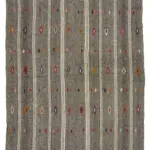 Kıl Çizgili Gri Keçi Kılı İpliğinden El Dokuma Kilim-205x295